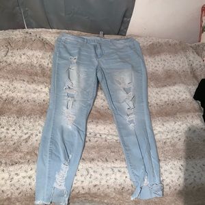 Light Blue Ripped Skinny Jeans